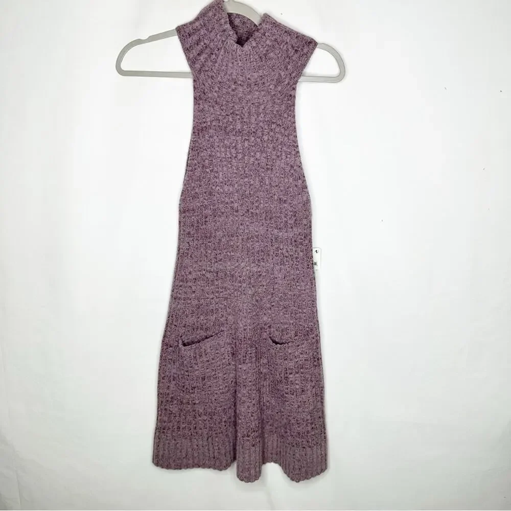 FREE PEOPLE Claude Mockneck Mini Knit Dress Brandy Wine NWT in Medium - Picture 2 of 7